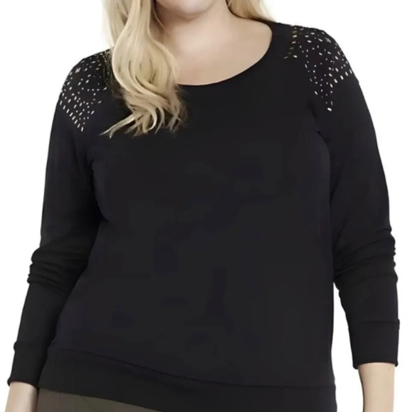 Torrid Black Studded Shoulders Plush Pullover Sweater 00X Women’s - Picture 11 of 11